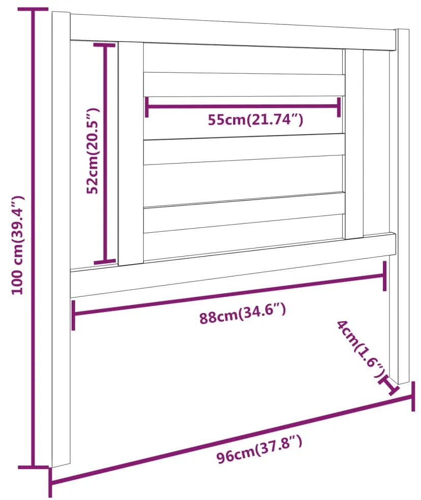 vidaXL Κεφαλάρι Κρεβατιού Μελί 96 x 4 x 100 εκ. από Μασίφ Ξύλο Πεύκου