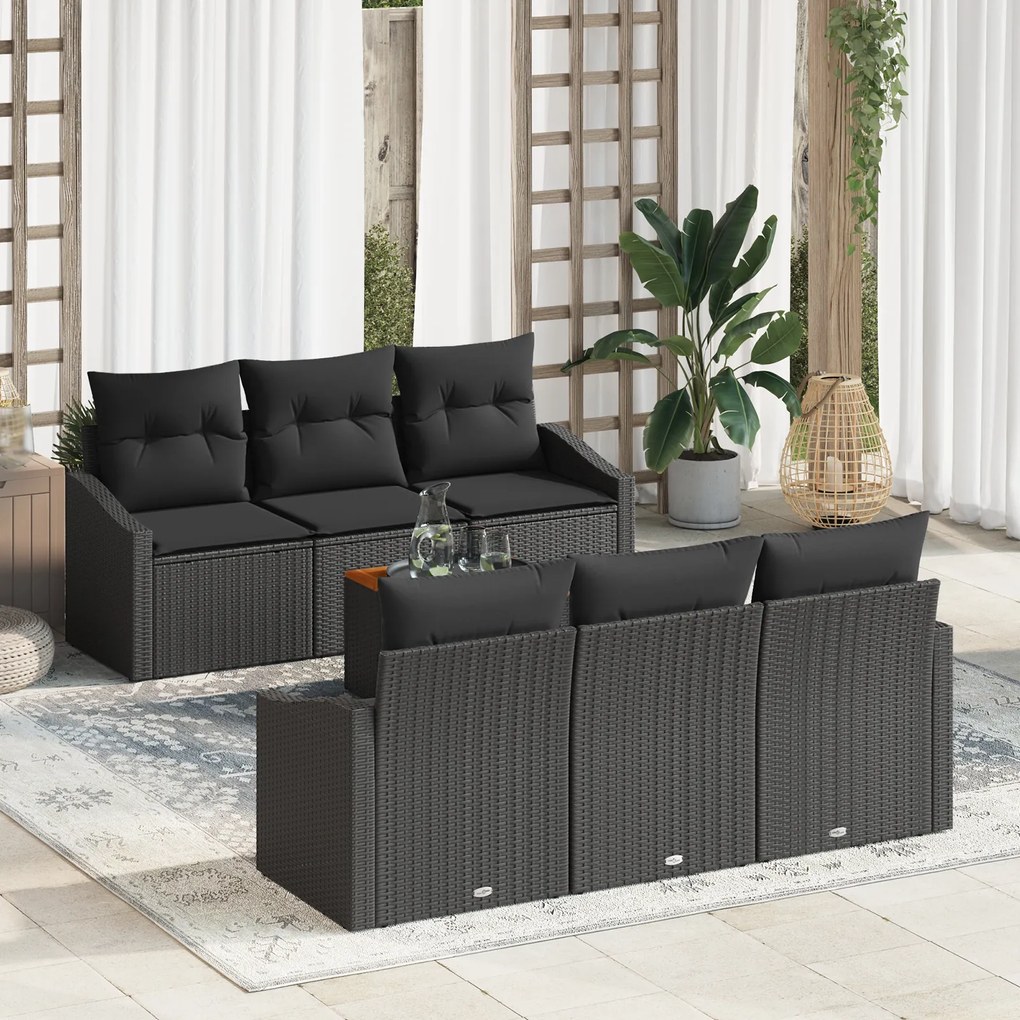 vidaXL Σετ Καναπέ Κήπου 7 pcs Μαύρο 55 x 55 x 37 εκ