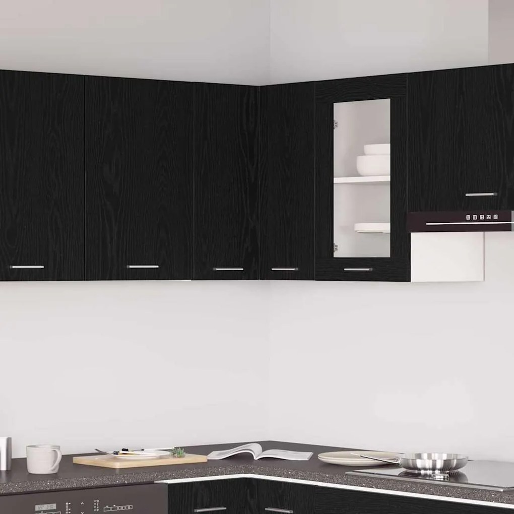 vidaXL Γωνιακό Ντουλάπι - Μαύρο Δρυς - 57x57x60 εκ. - Κατασκευασμένο από Επεξεργασμένο Ξύλο