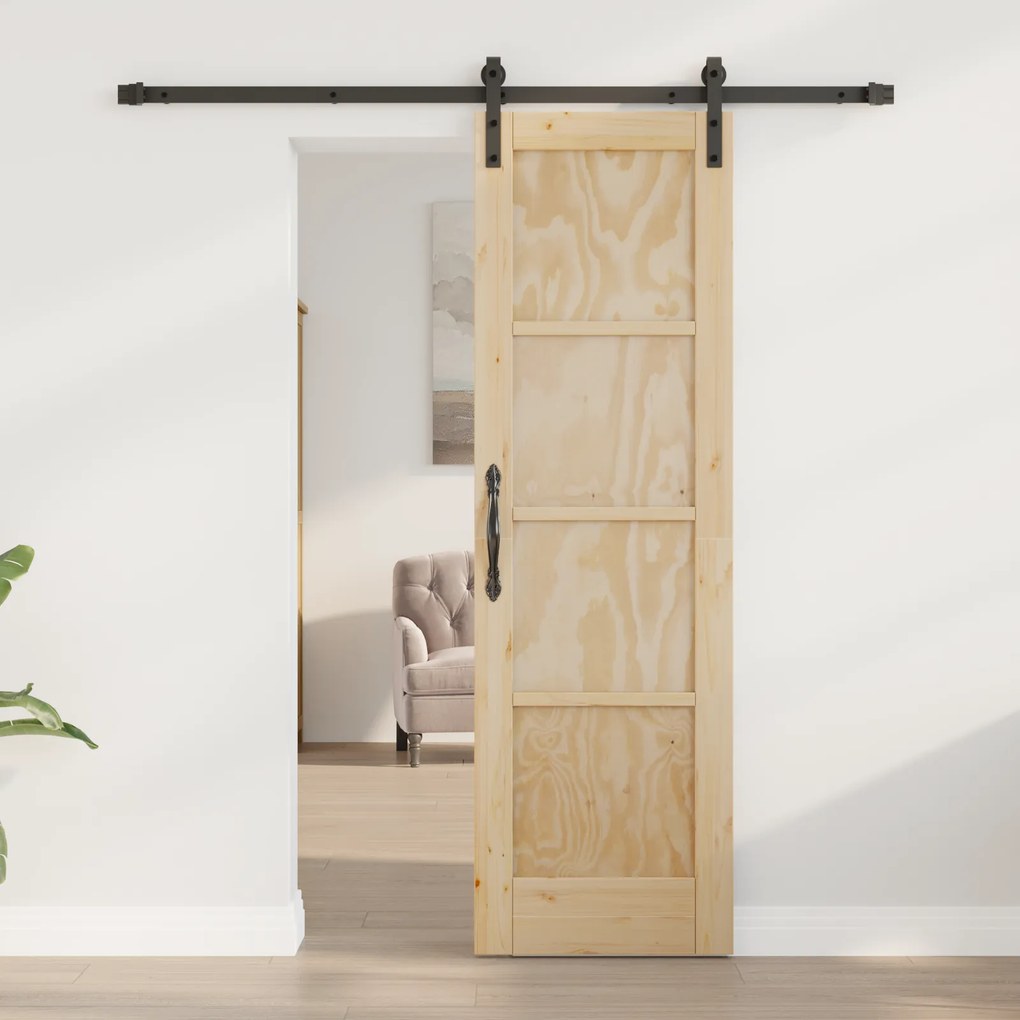 vidaXL Συρόμενη Πόρτα με Σετ Υλικών 61x198.5 cm Συμπαγές Ξύλο Πεύκου