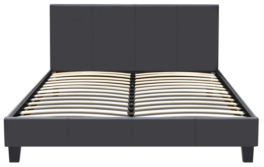 Κρεβάτι Flat Megapap από τεχνόδερμα χρώμα μαύρο ματ 150x200εκ.