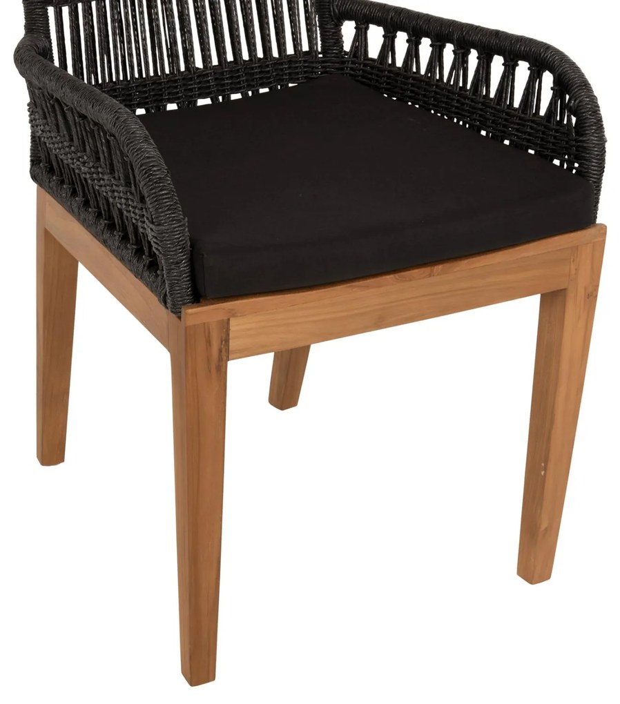 Καρέκλα - Πολυθρόνα STARDOM C9760.02 Μελί Ξύλο Teak με Μαύρο Σχοινί 57x65x83Yεκ. 57x65x83 εκ.
