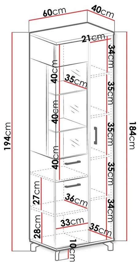 Βιτρίνα Omaha S103, Άσπρο, Ελαφριά δρυς, Με πόρτες, Ο αριθμός των θυρών: 3, 194x60x40cm, 53 kg | Epipla1.gr