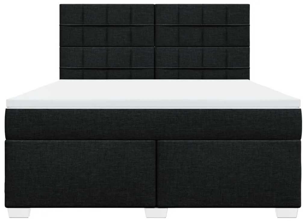 vidaXL Κρεβάτι Boxspring με Στρώμα Μαύρο 180x200 εκ. Υφασμάτινο