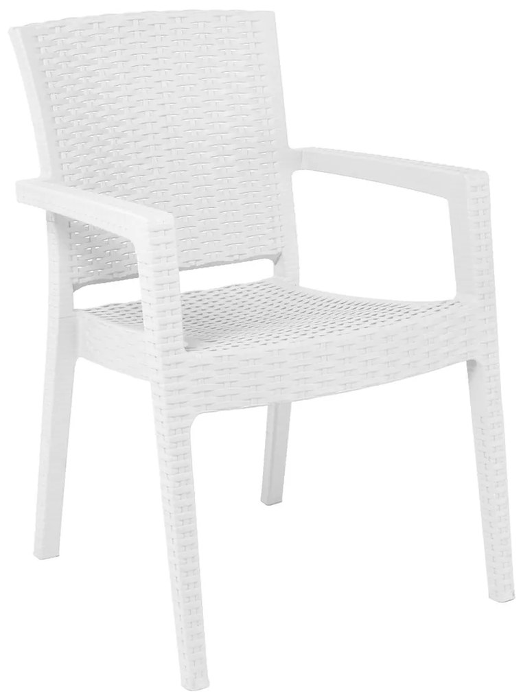LORA-Pro Πολυθρόνα Στοιβαζόμενη, PP (Rattan Look) Απόχρωση Άσπρο 58x61x87cm