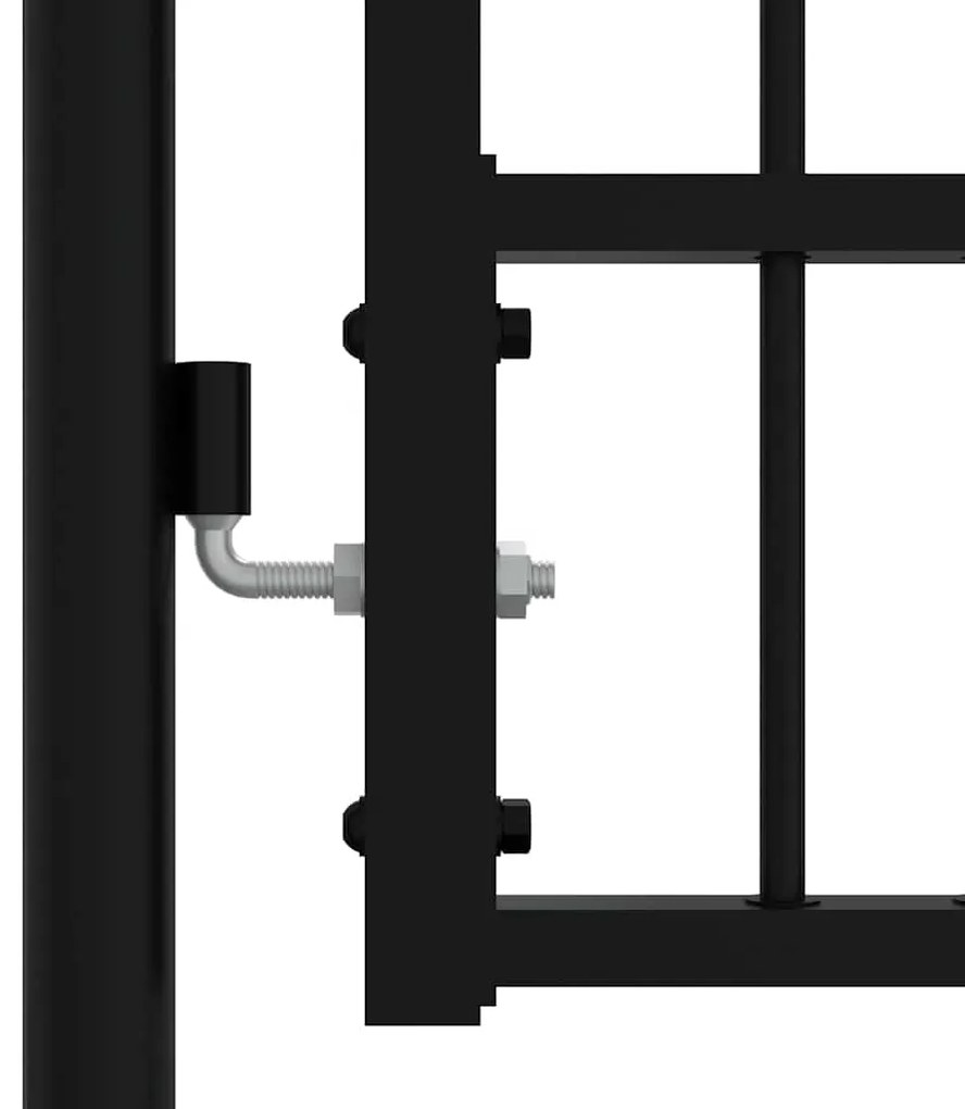 vidaXL Πόρτα Περίφραξης με Κορυφή Δόρυ Μαύρη 305x100 εκ. από Ατσάλι με Ηλεκτροστατική Βαφή