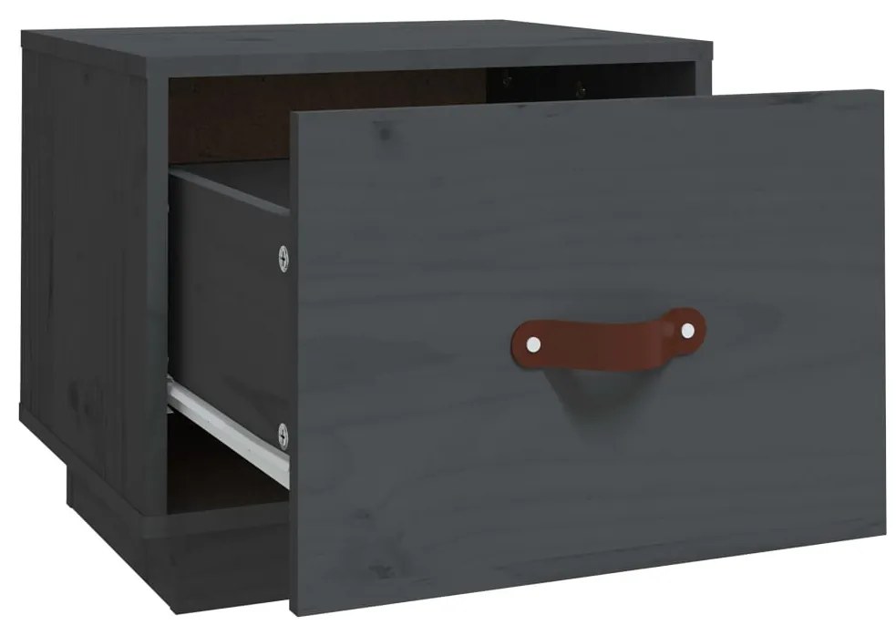 vidaXL Κομοδίνο Γκρι 40x34x35 εκ. από Μασίφ Ξύλο Πεύκου