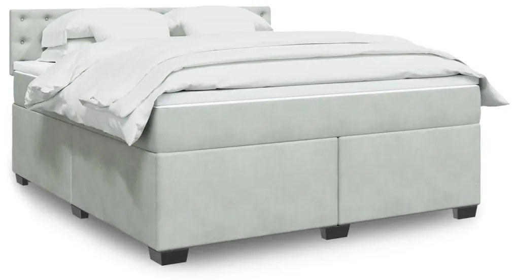 Κρεβάτι Boxspring με Στρώμα Ανοιχτό Γκρι 180x200 εκ. Βελούδινο