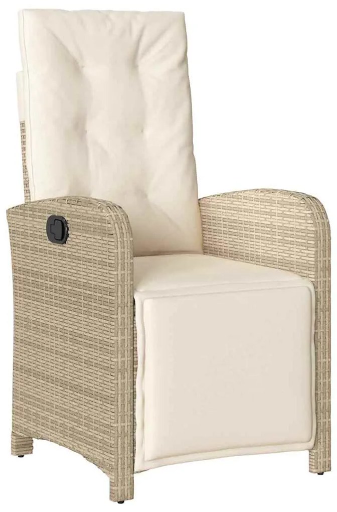 vidaXL Σέτ φαγητού για κήπο με μαξιλάρι 3 pcs Μπεζ συνθετικό ρατάν