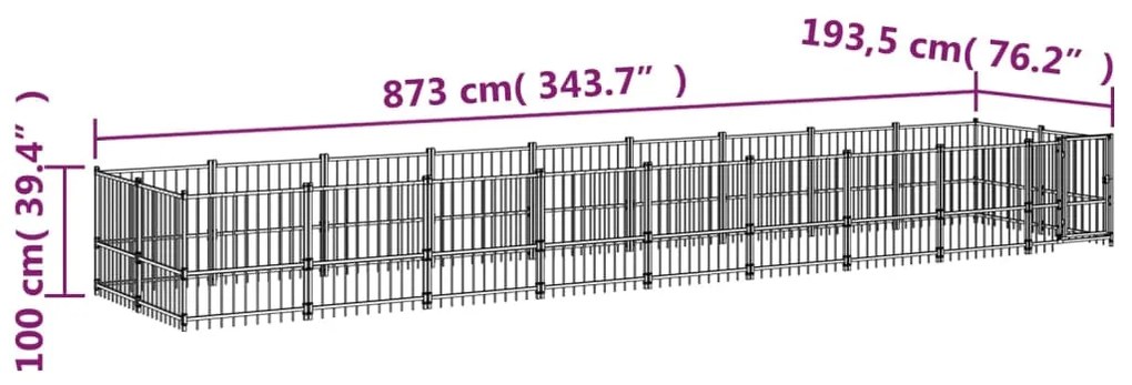 vidaXL Κλουβί Σκύλου Εξωτερικού Χώρου 16,89 μ² από Ατσάλι