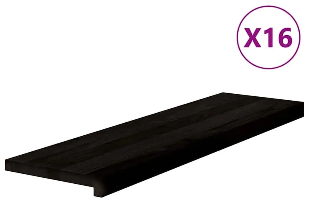 vidaXL Πέλματα Σκάλας 16 τμχ Σκούρο καφέ 90x25x2 cm Ξύλο μασίφ δρυς
