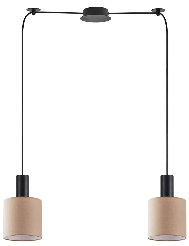 Φωτιστικό Οροφής  SE21-BL-4-BL2-SH3 ADEPT TUBE Black Pendant Brown Fabric Shade+ - 51W - 100W - 77-8522