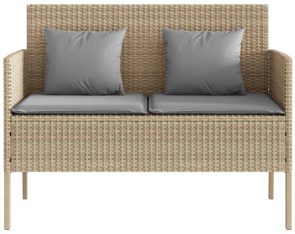 vidaXL Πάγκος Κήπου Μπεζ από Συνθετικό Ρατάν με Μαξιλάρια