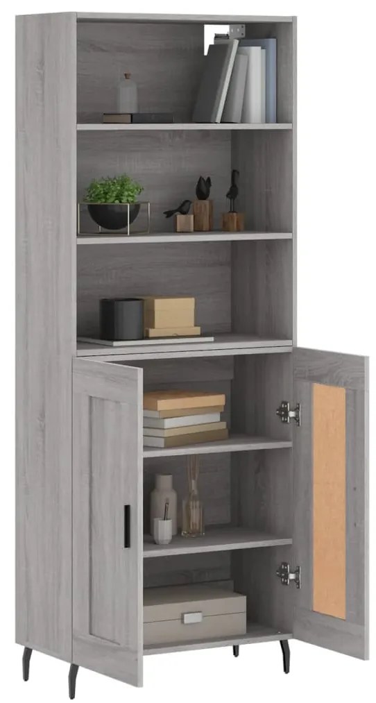 vidaXL Ντουλάπι Γκρι Sonoma 69,5 x 34 x 180 εκ. Επεξεργασμένο Ξύλο