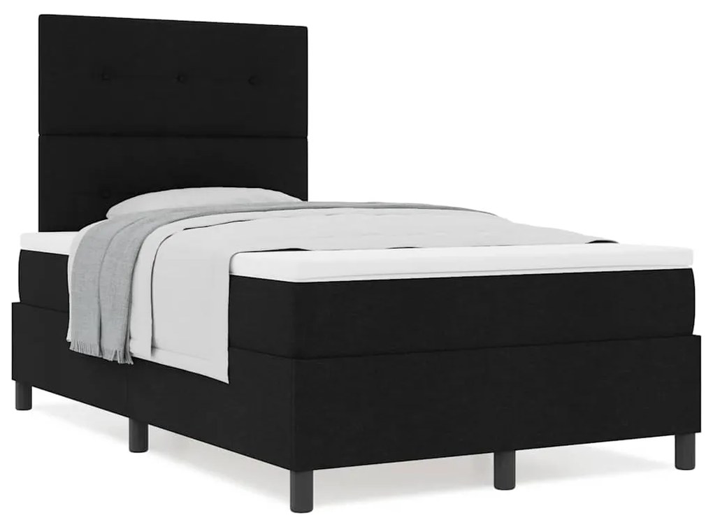 vidaXL Κρεβάτι με ελατήρια με στρώμα Μαύρο 120 x 200 cm ύφασμα