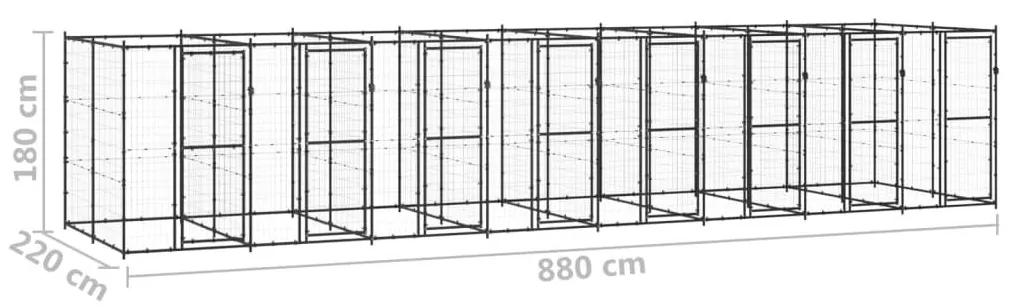 Κλουβί Σκύλου Εξωτερικού Χώρου 19,36 μ² από Ατσάλι - Μαύρο