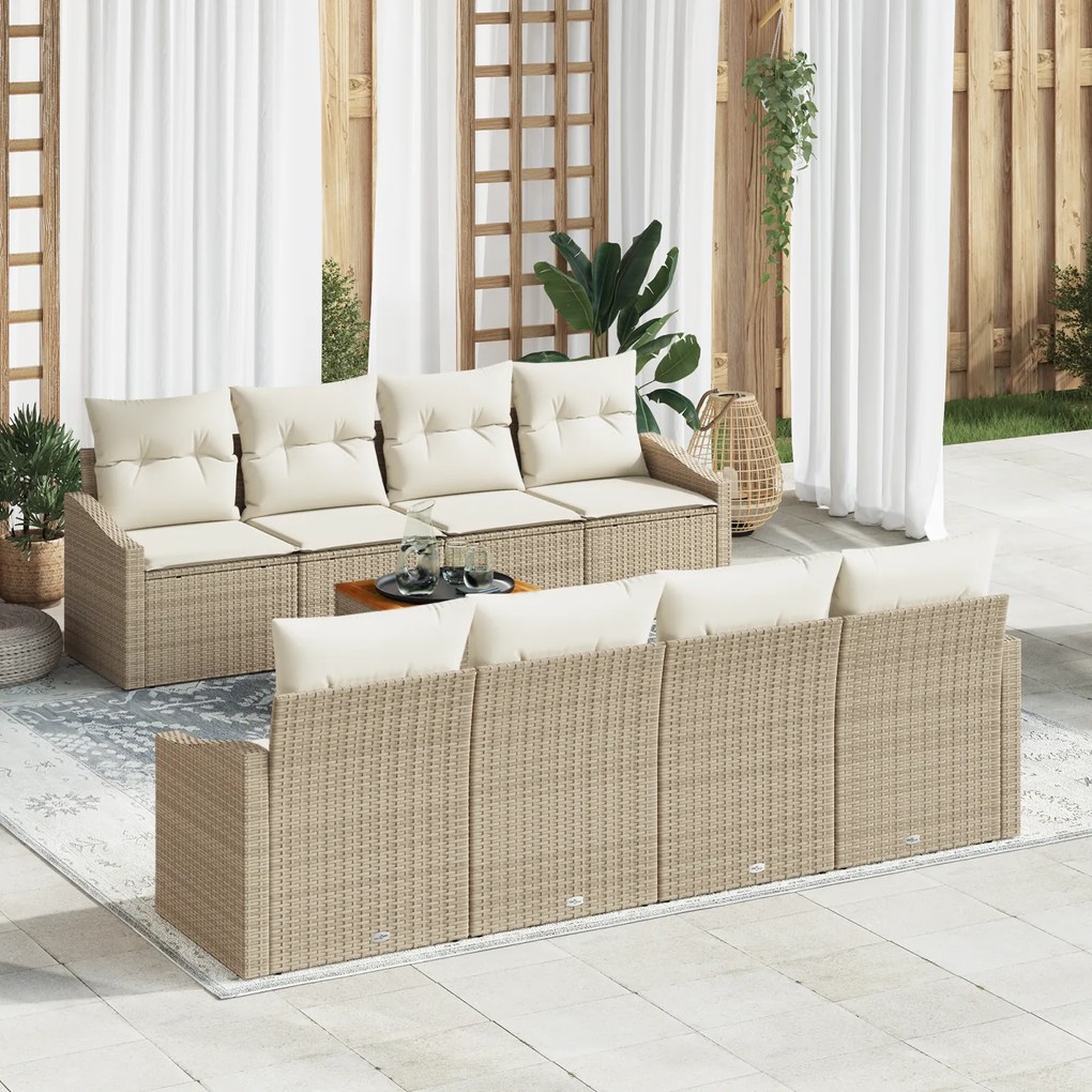 vidaXL Σετ Καναπέ Κήπου 7 pcs Beige, λευκό 55 x 55 x 37 εκ