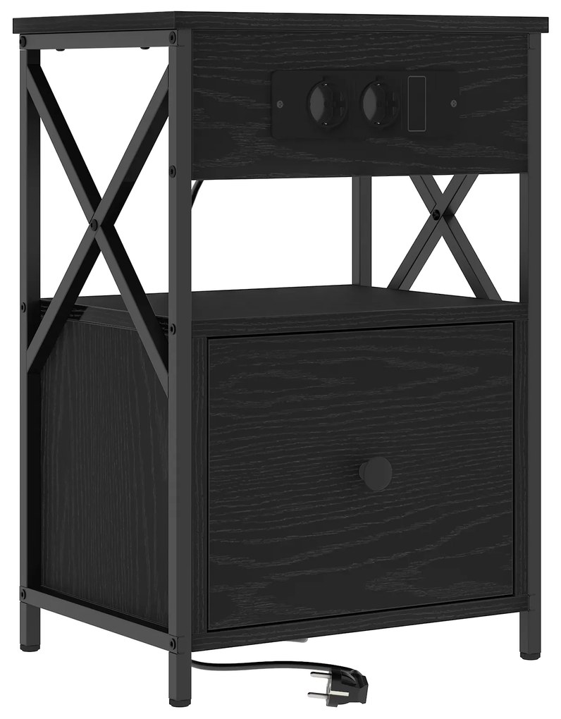 vidaXL Κομοδίνο 2 pcs Μαύρη δρυς 40 x 31 x 60 εκ. Επεξεργασμένο ξύλο
