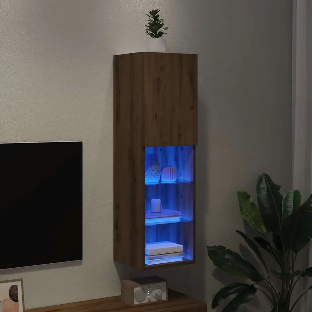 vidaXL Έπιπλο Τηλεόρασης με LED Αρτισιανή Δρυς 30,5x30x102 εκ.