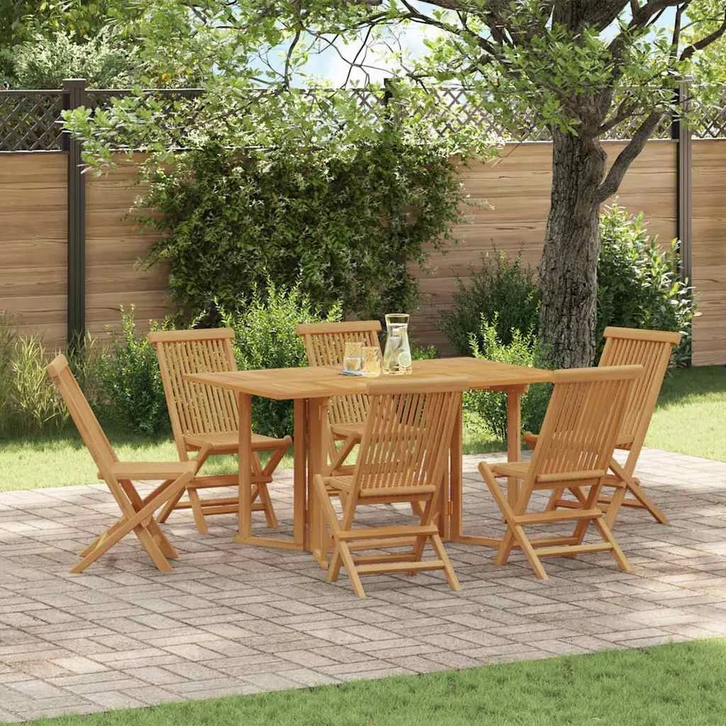 vidaXL Σέτ φαγητού για κήπο 7 pcs Καφέ 140 x 80 x 75 cm