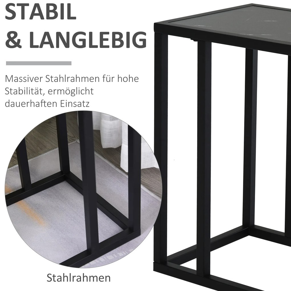 HOMCOM Κομοδίνο, σχήμα C, εξοικονόμηση χώρου, νυχτερινό τραπέζι/τραπέζι σαλονιού, όψη μαρμάρου, 45 x 30 x 51,5 cm