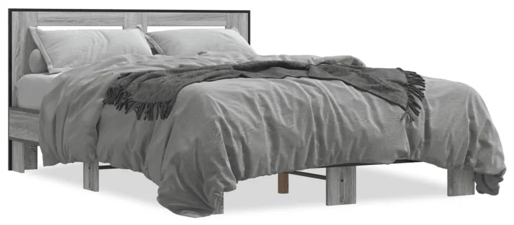 vidaXL Πλαίσιο Κρεβατιού Γκρι Sonoma 120x200 εκ. Επεξ. Ξύλο & Μέταλλο