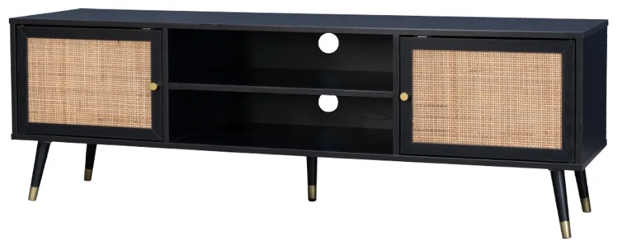 VIENNA TV STAND ΜΑΥΡΟ ΜΕ RATTAN 150x39xH49cm - 05-0565 - 05-0565