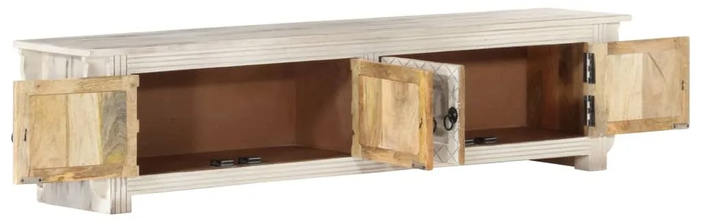 vidaXL Έπιπλο Τηλεόρασης Λευκό 140 x 30 x 35 εκ. από Μασίφ Ξύλο Μάνγκο