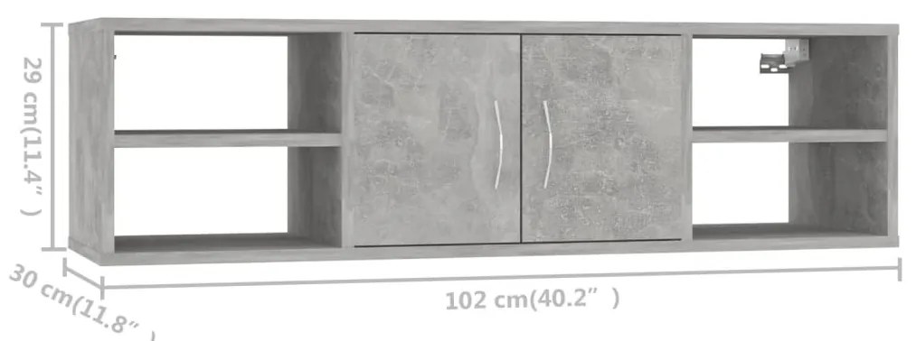 Ραφιέρα Τοίχου Γκρι Σκυροδέματος 102x30x29 εκ. από Επεξ. Ξύλο - Γκρι