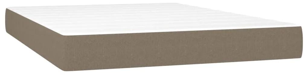 Κρεβάτι Boxspring με Στρώμα &amp; LED Taupe 140x190 εκ. Υφασμάτινο - Μπεζ-Γκρι