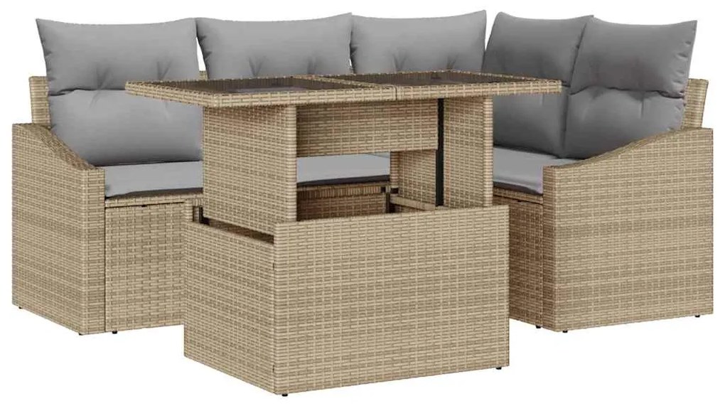 vidaXL Σετ Καναπέ Κήπου 5 pcs μπεζ και ανοιχτό γκρι 100 x 55 x 73 εκ