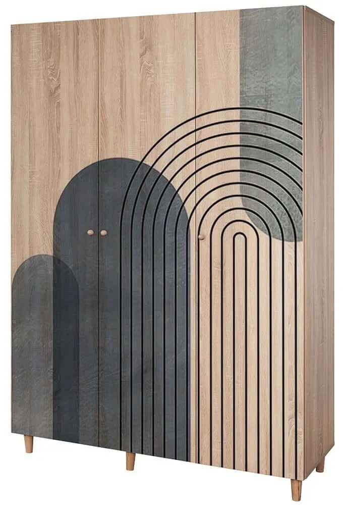 Ντουλάπα Τρίφυλλη Lena 869VEL8663 135x52x192cm Multi Three Door