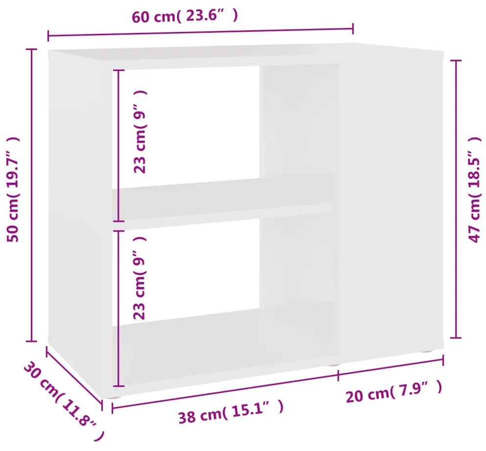vidaXL Βοηθητικό Ντουλάπι Λευκό 60 x 30 x 50 εκ. από Επεξ. Ξύλο