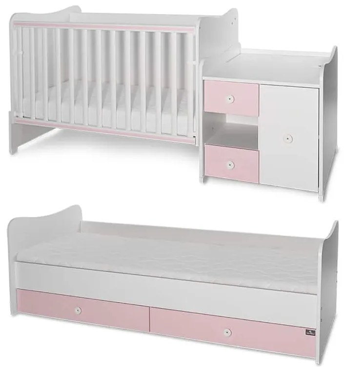 Πολυμορφικό βρεφικό κρεβάτι Mini Max  White + Pink 10150500038A Lorelli