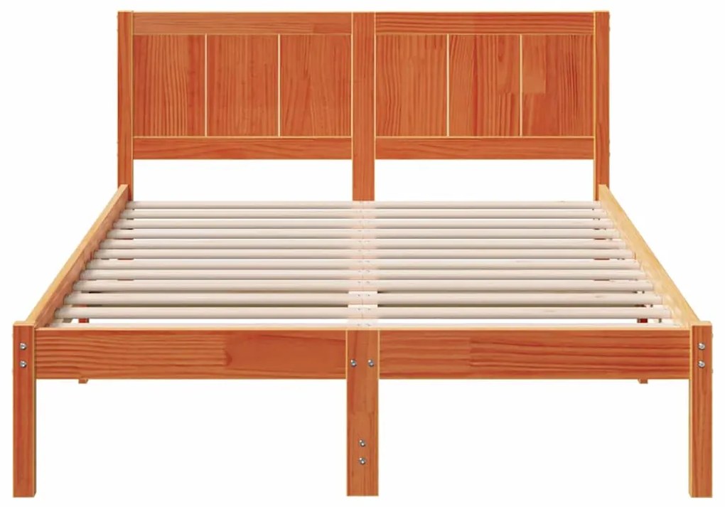 vidaXL Σκελετός Κρεβατιού Καφέ 135 x 190 cm Μασίφ ξύλο πεύκου