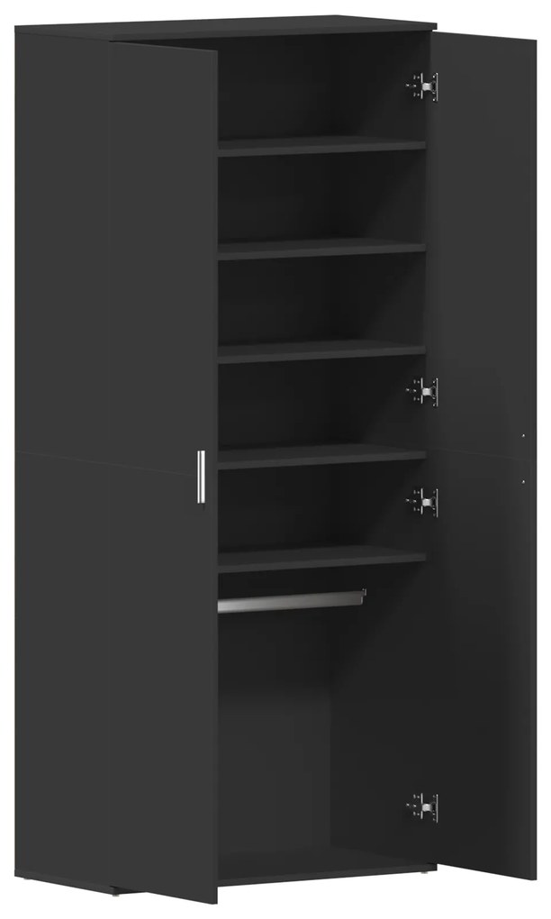 vidaXL Ντουλάπα Παπουτσιών Μαύρη 80x39x180 εκ. Επεξεργασμένο Ξύλο