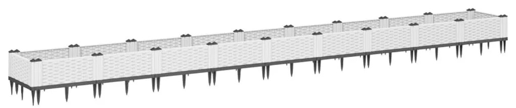 Ζαρντινιέρα με Πασσάλους Λευκή 362,5x42,5x28,5εκ Πολυπροπυλένιο - Λευκό