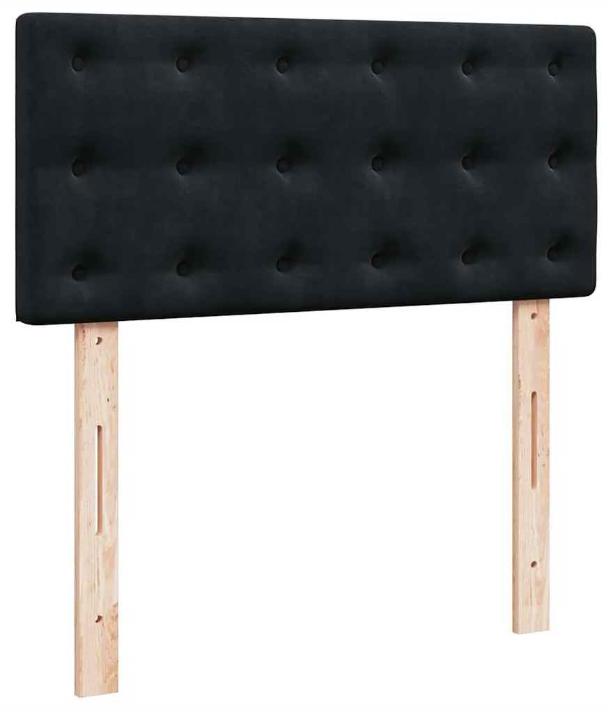 vidaXL Κρεβάτι Boxspring με Στρώμα Μαύρο 80 x 200 εκ. Βελούδινο