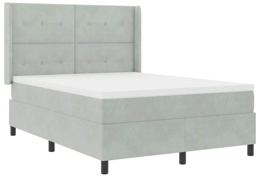 vidaXL Κρεβάτι με Στρώμα Light Grey 140x200 cm Βελούδο