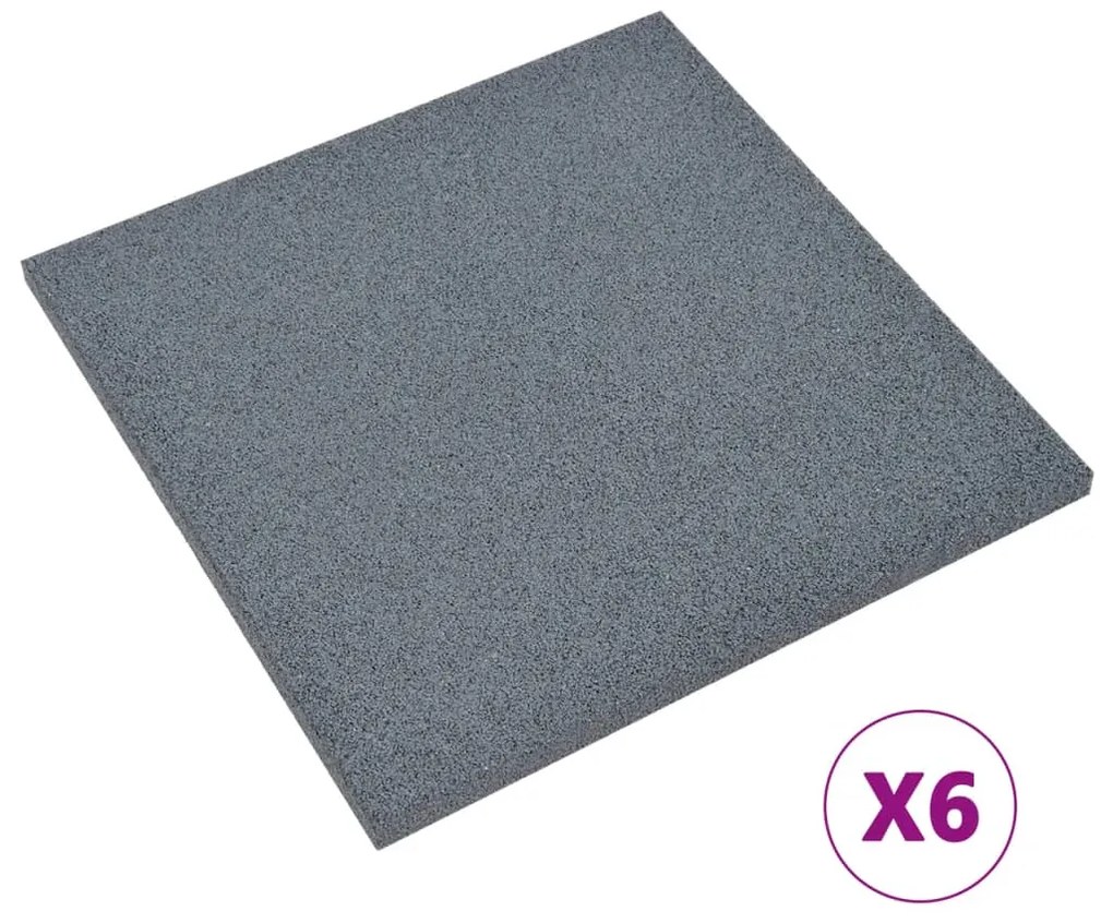 vidaXL Πλάκες Δαπέδου Ασφαλείας 6 τεμ. Γκρι 50 x 50 x 3 εκ. Καουτσούκ