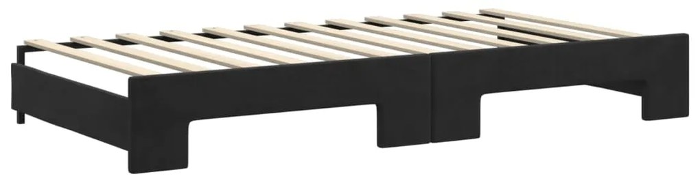 vidaXL Καναπές Κρεβάτι Συρόμενος Μαύρο 100x200 εκ. Βελούδινος Συρτάρια