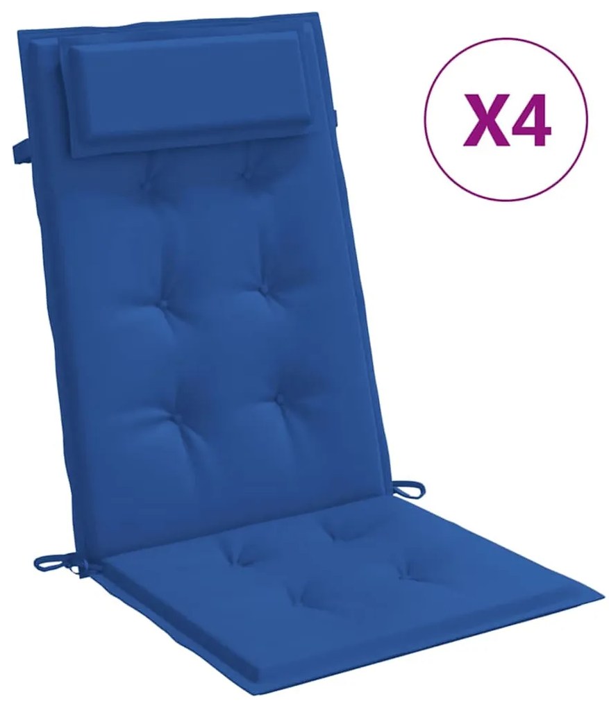 vidaXL Μαξιλάρια Καρέκλας με Πλάτη 4 τεμ. Μπλε Ρουά από Ύφασμα Oxford