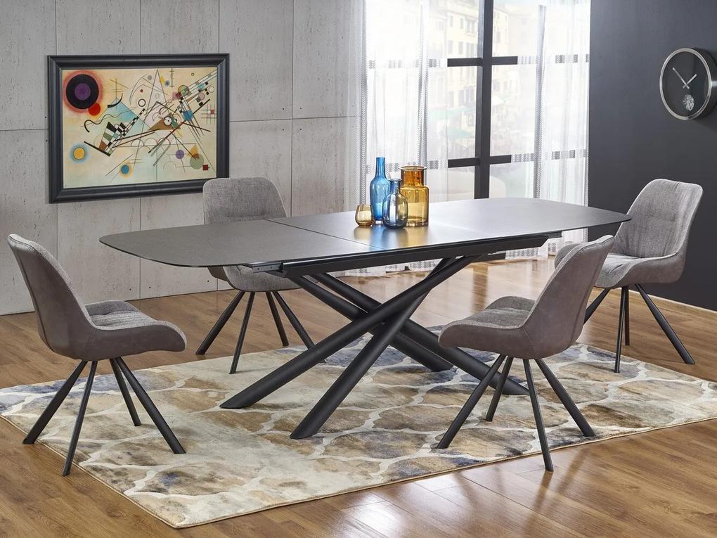 Τραπέζι Houston 890, Μαύρο, Σκούρο γκρι, 77x95x180cm, 86 kg, Επιμήκυνση, Επεξεργασμένο γυαλί, Μέταλλο | Epipla1.gr