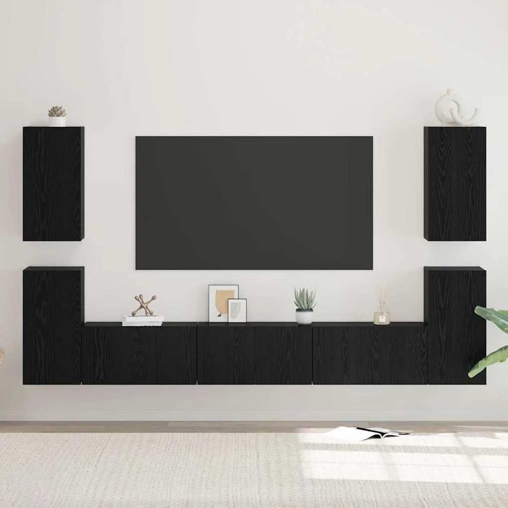 vidaXL Σετ επίπλου τηλεόρασης 7 pcs Μαύρη δρυς 60 x 30 x 30 cm