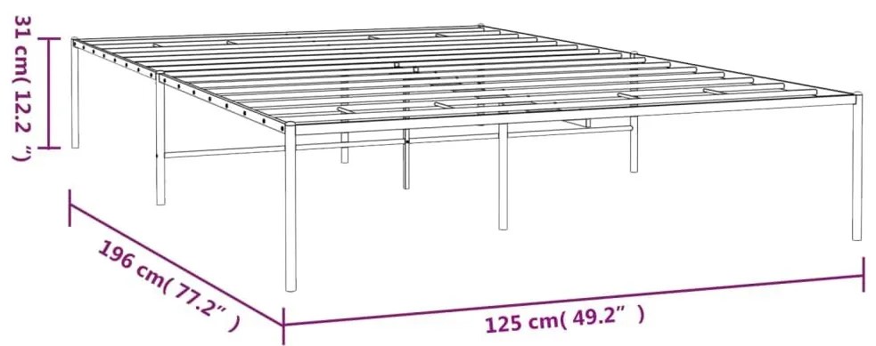 Πλαίσιο Κρεβατιού Μαύρο 120 x 190 εκ. Μεταλλικό - Μαύρο