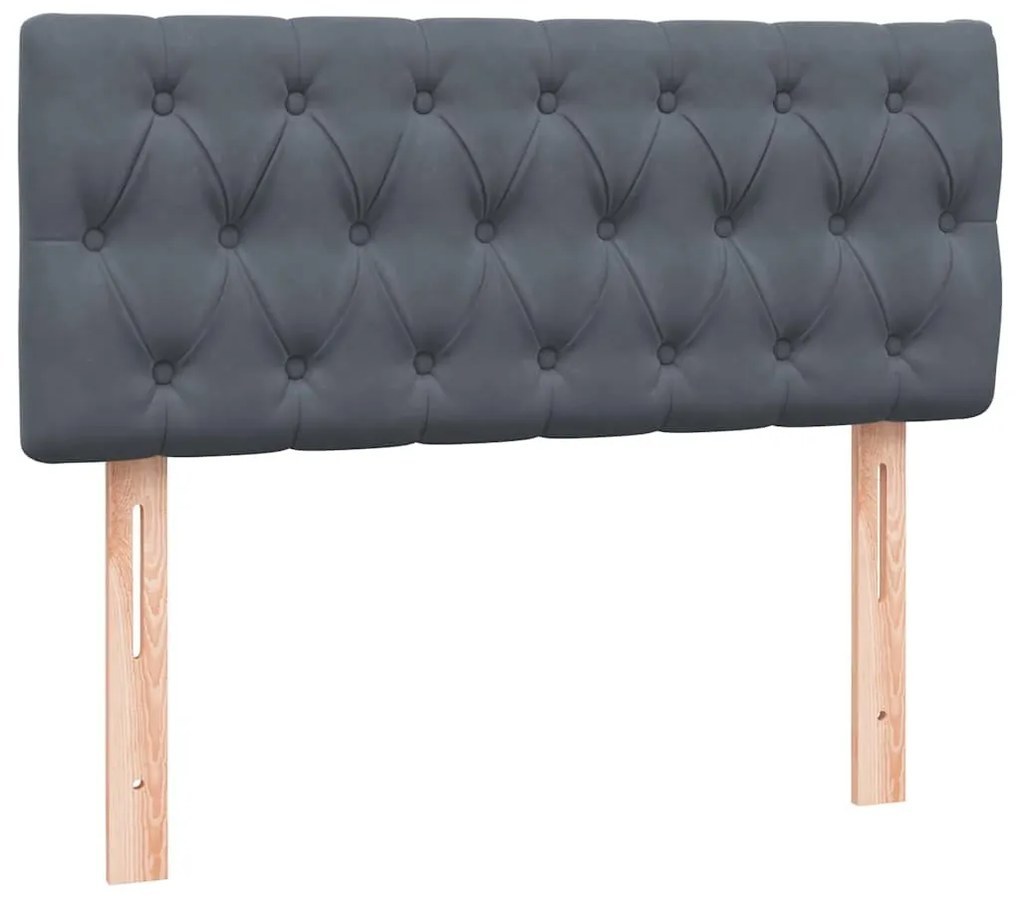 Box Spring Κρεβάτι με στρώμα Σκούρο γκρι 120x220 cm Βελούδινο - Γκρι