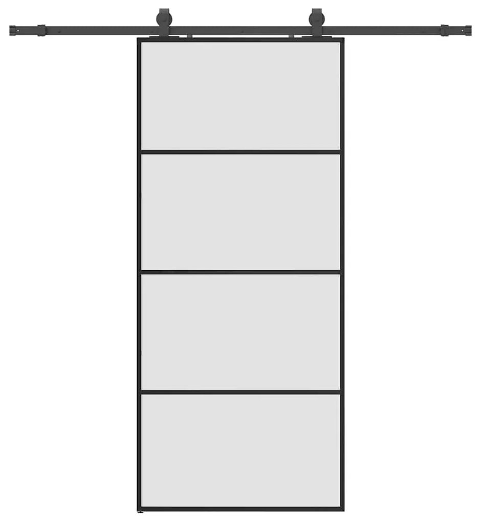vidaXL Συρόμενη Πόρτα με Μηχανισμό Μαύρο 90x205 εκ. Γυαλί ESG