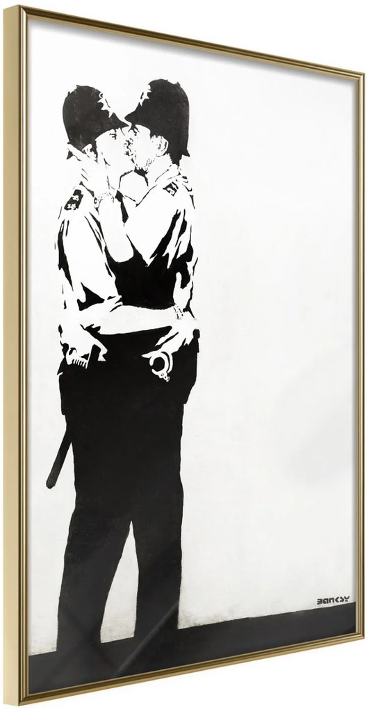 Αφίσα - Banksy: Kissing Coppers II - 20x30 - Χρυσό - Χωρίς πασπαρτού