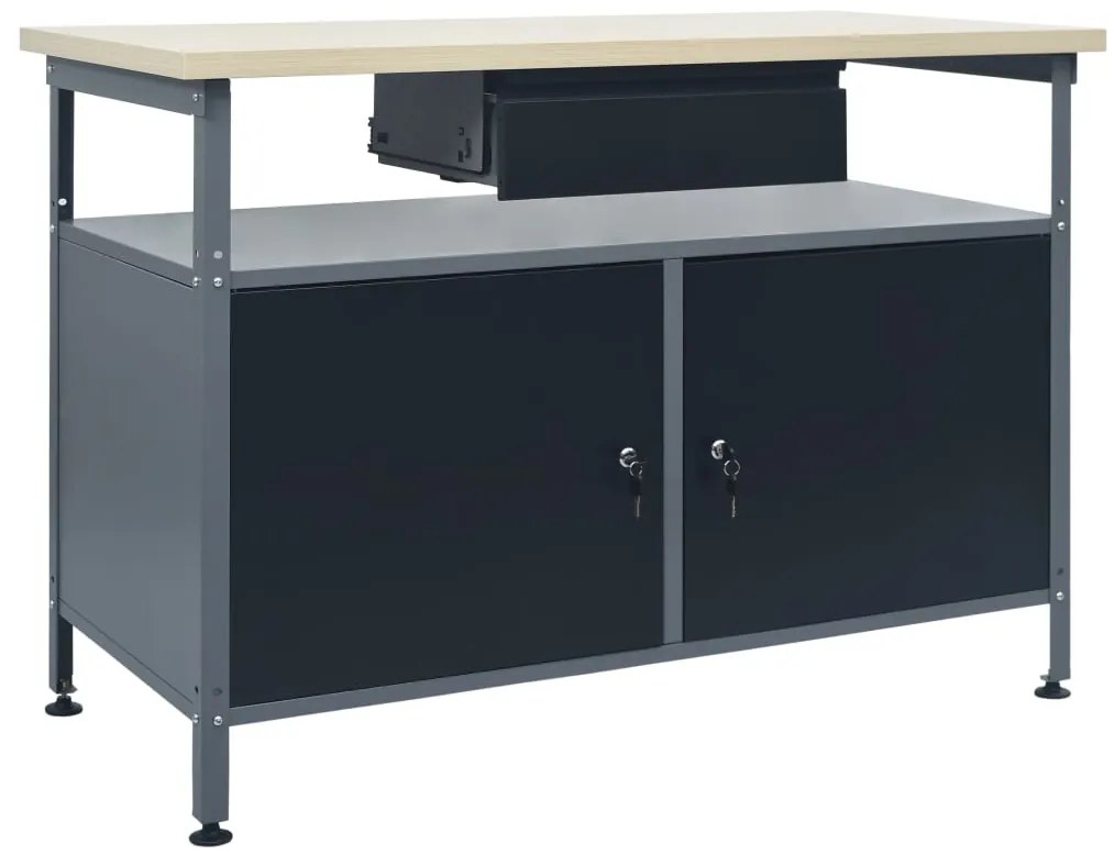 vidaXL Πάγκος Εργασίας Μαύρος 120 x 60 x 85 εκ. Ατσάλινος