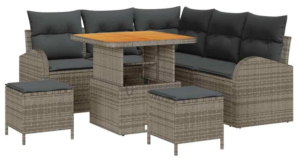 vidaXL Σετ Καναπέ Κήπου με μαξιλάρι 8 pcs Γκρι συνθετικό ρατάν